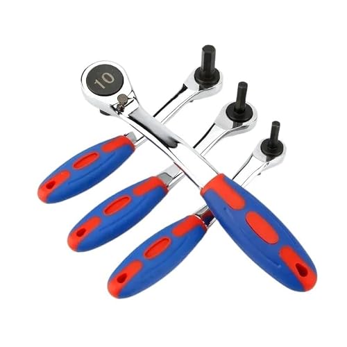 Guochenjie One Color Allen Key Set Reversible Ratchet Allen Key Bolt Spanner With Soft Rubber Handle 4Mm 5Mm 6Mm 8Mm 10Mm 12Mm 14Mm 17Mm Wrench Ratcheting Hex Hand Tools(4Mm)
