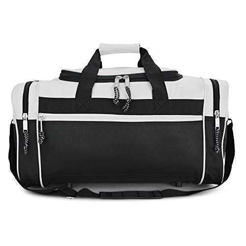 Image of DALIX 21 inch Sports Duffle Bag Gym Travel Pack in White