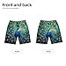 Peacock Feathers Peafowl Green Art Fashion Boys Swim Trunks Swim Board for Teen Kid Shorts Surf Swimming Beach Trunks Medium