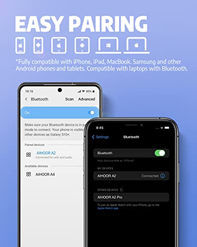 AIHOOR A2 Kopfhörer Kabellos,Immersiver Deep Bass Wireless Earbuds für iOS und Android Phones,In Ear Bluetooth 5.0 Headset mit Mikrofon,30H Spielzeit,Sport Wasserdicht-Rot – Bild 5