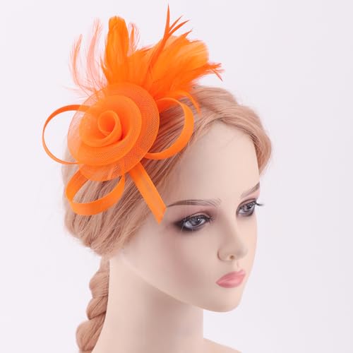 Image of DRESHOW Fascinators Hats for Women Tea Party Fascinator Hats Vintage 50s Headwear Cocktail Wedding Church Derby Hat