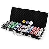 *付属品：チップ500枚+ケース１個+サイコロ5個+トランプ2組+ディーラー3個+マット1枚+鍵2本。 *チップ数：各色各100枚で、計5色あります。 *ケースサイズ幅56.5x奥行23x高さ6.5cm　　*本体重量：約6.8kg　　*チップ重さ：約11g/枚 *アルミ製の収納ケース付きで、簡単に収納でき、便利にお持ち運びできますね～