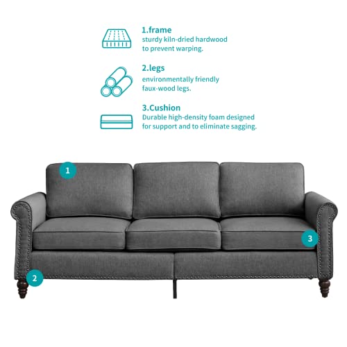 Balus Soft Couches Set For Living Room,2 Piece Modular Sleeper Loveseat With 5.9“ Upholstered Cushion Including Three Seat Sofa, Loveseat For Apartment Furniture Set (Dark Grey) #TOP3