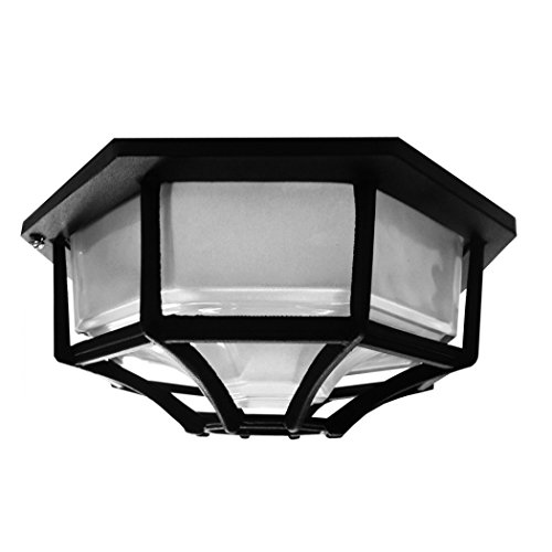Searchlight 2942BK Plafón hexagonal, color negro, para exteriores, porche, pared o techo, IP44