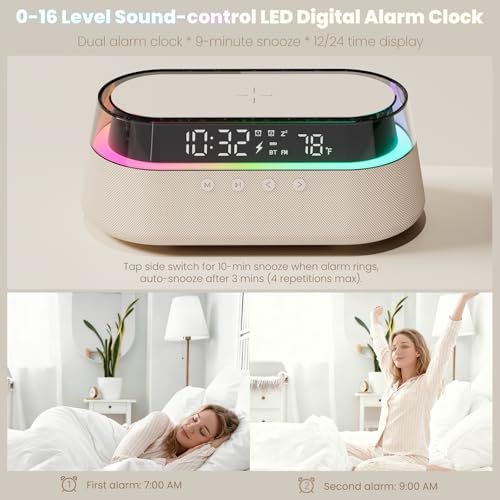 Image of 6-in-1 Bluetooth Speaker Alarm Clock with Remote, 123456