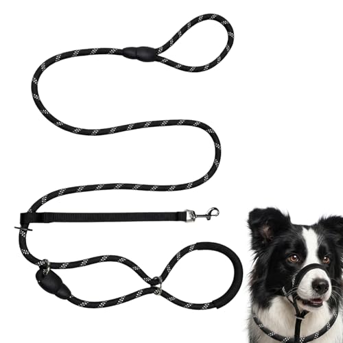 Figure of 8 Dog Lead Anti Pull Slip Lead for Dogs Training No Pull Dog Lead with Comfortable Handle Durable Nylon Material for Daily Walks and Obedience Training