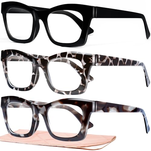 CCVOO Oprah - Gafas de lectura para mujer, lectores de luz azul, gafas de computadora para computadora, paquete de 3