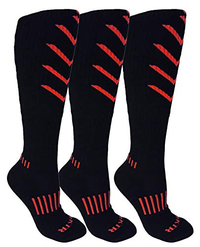 3-Pack Black and Red Ultimate VEKTR Knee-High Premium Socks
