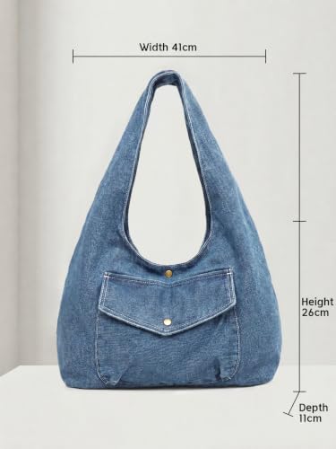Flowyair Womens Denim Purse Trendy Canvas Large Capacity Jean Hobo Tote Bag — view 6