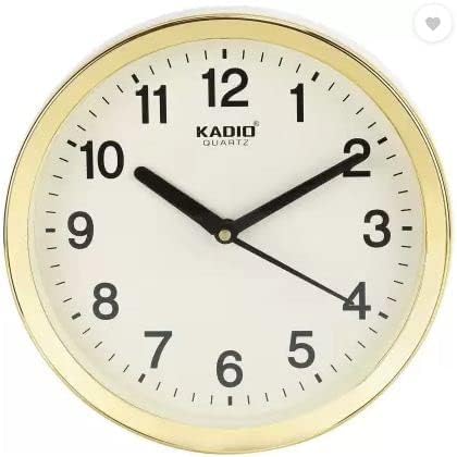 Kadio Analog 20 cm X 20 cm Wall Clock (Beige, with Glass, Standard)