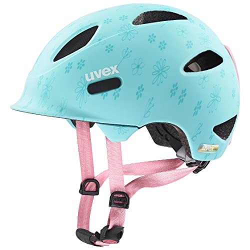 uvex Oyo Style, Lightweight Kids Bike Helmet for Children, Individual Fit, Upgradeable with an LED Light, Flowers Cyan Matt