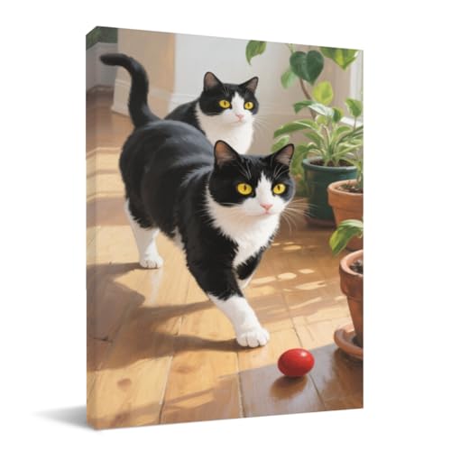 WSKLOKN Pet Portrait Hand Painted Cat Dog Oil Painting on Canvas Personalized Commissioned Art Unique Gift for Pet Lovers 12x16 Inch