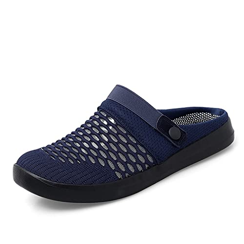 Casual Breathable Men Sandals Outdoor Lightweight Slippers Slip-on Male Mesh Beach Shoes(Blue,44 Code)