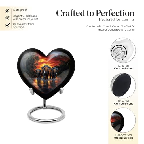 Image of Elephant Urn Keepsake Burial Urn for Mom & Dad 3 Inch 4 Qty | Small Cremation Urns for Human Ashes Adult Female Mini Funeral Urns for Women & Men