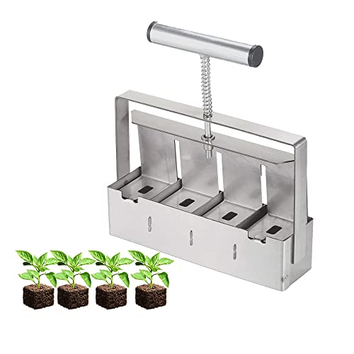 Tenluno Mini 4 Hand-Held Soil Blocker Soil Blocking Tool Seed Starting Plugs Seeds Starter Pallet Seedling Soil Block Maker #TOP3