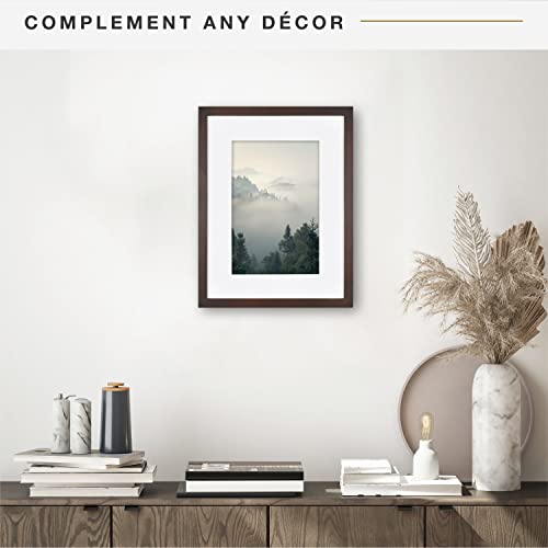Image of MCS Gallery Wooden Frame for Canvas, Art Boards, Photos and more, Walnut, 12x16 with 8x12 Mat