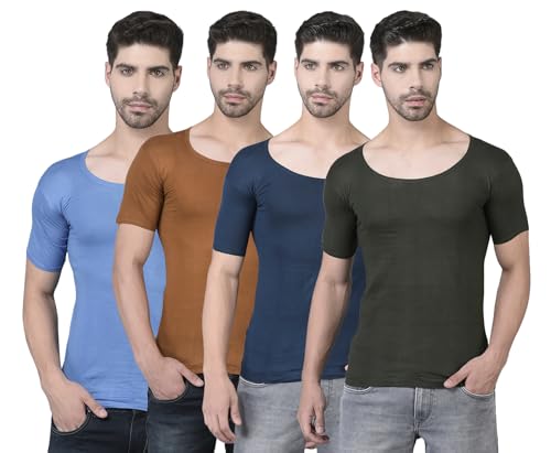 Image of Dollar Lehar Men Combed Cotton Round Neck with Sleeve Vest -Colour May Vary