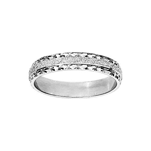 1001 Bijoux Alliance argent rhodié (Argent 925‰ + protection Rhodium) 4mm granitee et diamantée + écrin (offert) + Certificat d'Authenticité Argent 925‰ - tour...