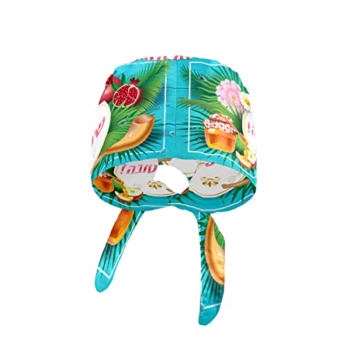 Women Adjustable Working Cap With Buttons Sweatband Rosh Hashanah Greeting Card Daisy Honey Tie Back Bouffant Hats For Men #TOP7