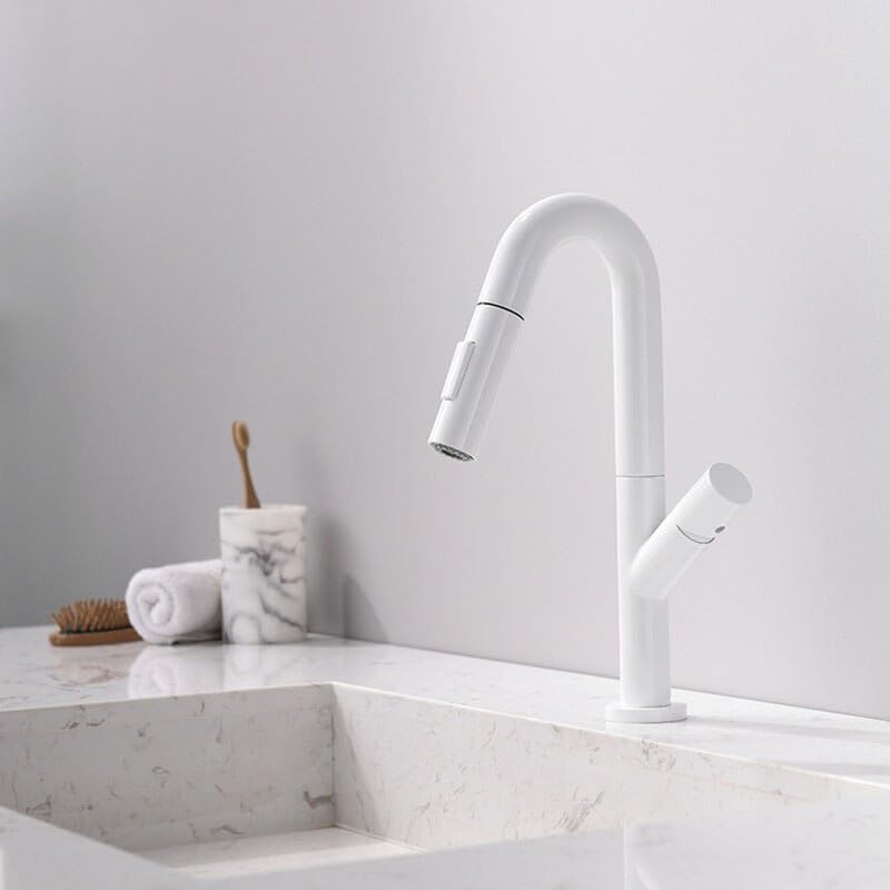 Robinet de salle de bain à deux modes eau chaude et froide jet extractible