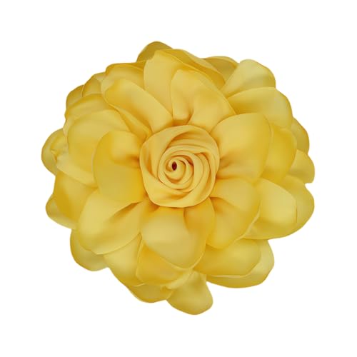 Image of Extra Large Satin Fabric Flower Brooch for Women Elegant Rose Camellia Floral Brooch Pin Handmade Big Satin Fabric Flower Statement Brooch Pin Vintage Clothing Hat Bag Accessories Christmas Wedding Bridal Birthday Jewelry