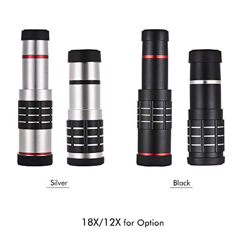 Moniss Lente telefoto com zoom óptico 18X para celular com tripé para Sam-sung HTC Nokia So-ny Silve