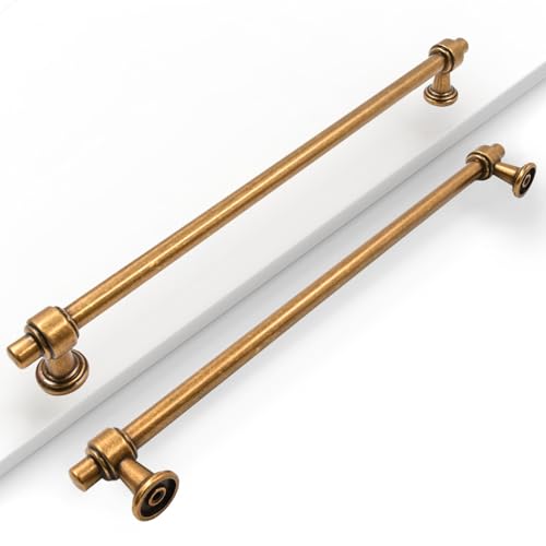 Image of 10 Pack 10 inch(254mm) Antique Brass Cabinet Pulls Kitchen Cabinet Handles Vintage Cabinet Hardware Drawer Pulls for Bathroom Cupboard CK0081
