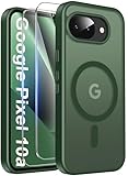Opkiegrn Magnetisch für Google Pixel 10a Hülle mit 2 Schutzfolie Kompatibel mit MagSafe, [Militärnorm Schutz], Stoßfest Transluzente Matt Schutzhülle Pixel 10a Hülle, Dunkelgrün