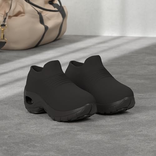 Image of Women's Walking Shoes Sock Sneakers - Mesh Slip On Air Cushion Lady Girls Modern Jazz Dance Easy Shoes Platform Loafers