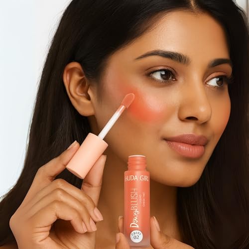 Image of Warm Coral Liquid Blusher for Cheeks - Lightweight, Long-Lasting Blush for Face Makeup, Easy to Apply, Natural Finish - Ideal for Women and Girl