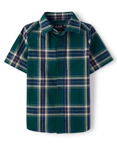 Image of The Children's Place Boys' Short Sleeve Poplin Button Down Shirt