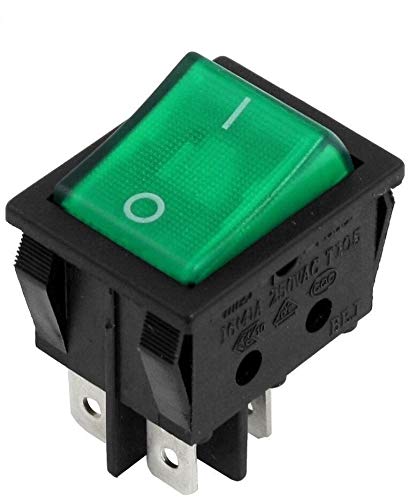 K M Electronics Green K M Electronics® Dpst Illuminated Neon Rocker Switch On Off 16 Amp 240 Volt Ac