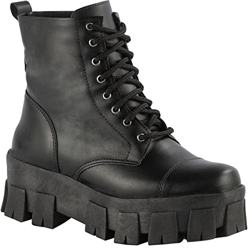 Coturno Tratorado Feminino Salto Grosso Moda Plataforma Bota Sint. Preto37