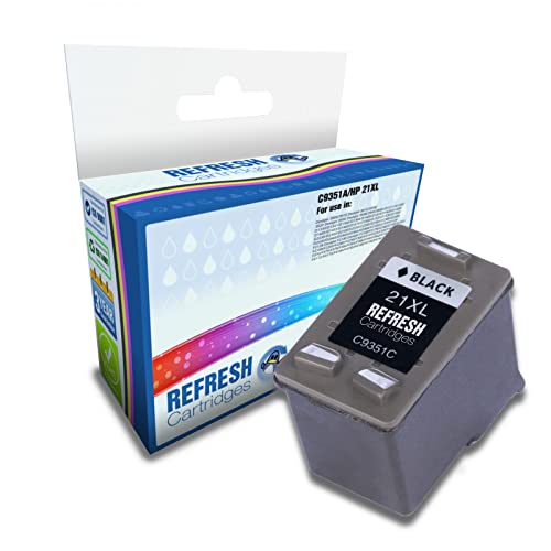 Refresh Cartridges Productos Reacondicionados, Recambio de cartucho de tinta remanufacturado para HP C9351A/HP 21XL (negro)