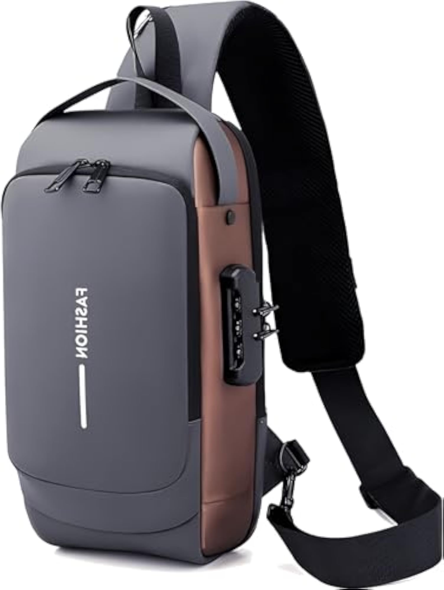 Waterproof Polyester Slim Unisex Sling Bag with USB Port