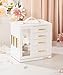 Homde Jewelry Box 360° Rotating, Necklace Earring Organizer with Transparent Window, Mirror, 7 Drawers, Large Ring Display Storage Case for Girls Women (White)