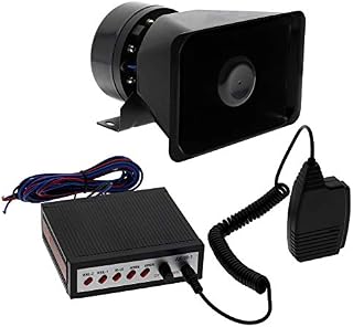 YHAAVALE Car Police Siren Horn 5 Tone Sounds Vehicle Horn with Mic PA