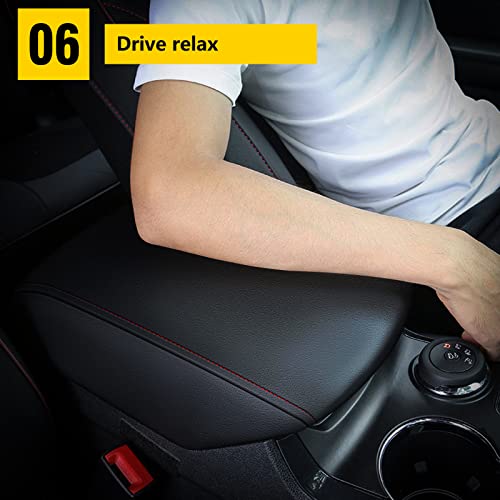 AOMSAZTO Center Console Cover for Ford Explorer 2011 2012 2013 2014 2015 2016 2017 2018 2019 Car Center Armrest Cover Console Lid Cover Waterproof Leather(Black with Black Line)