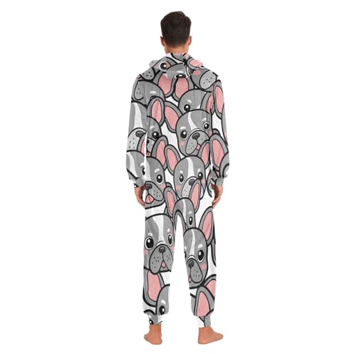 Pijama de bulldog francés de una pieza para hombre y adulto en XXL 7
