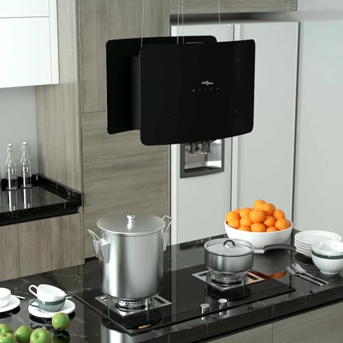 Gecheer Insel-Dunstabzugshaube, Touch-Sensor LCD gehärtetes Glas, 55 x 37 x 62-137 cm, 3 Geschwindigkeitsstufen, LED-Beleuchtung, für Moderne Küche