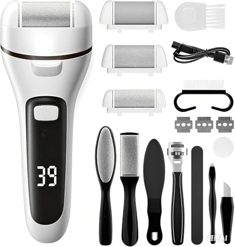 Lima Electrica Pies Durezas, kit Pedicura Electrico Profesional Quita Durezas con 3 Rodillos y 17 Herramientas, Callos Pies para Exfoliante Eliminar Durezas y Callos