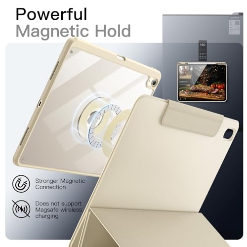 Image of JETech Magnetic Detachable Cover Case for iPad Air 13-Inch M4 /M3 /M2 (2026 /2025 /2024) with Pencil Holder, Removable Rotating Clear Cover, Portrait /Landscape Stand (Starlight)