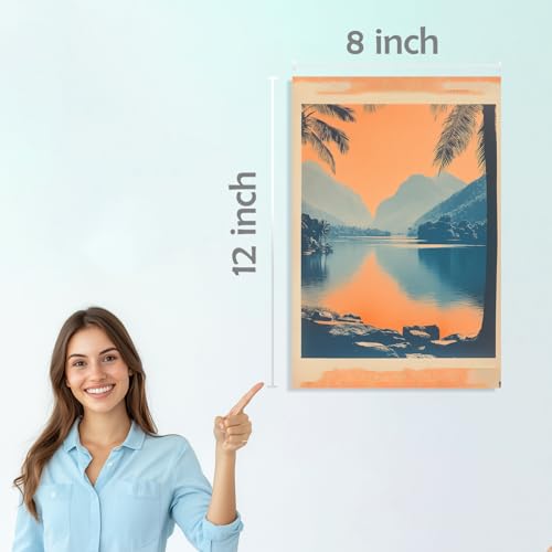 Image of SiddArtify Tropical Landscape Wall Art Prints Set - Vintage Travel Poster Decor for Living Room Bedroom Office - 8x12 inch Board Pack of 6
