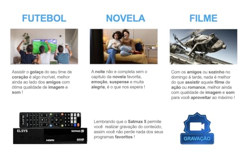 Receptor Digital de TV via satélite, Full HD, com gravador, Bivolt, Entrada USB (Fotos, Músicas e Ví