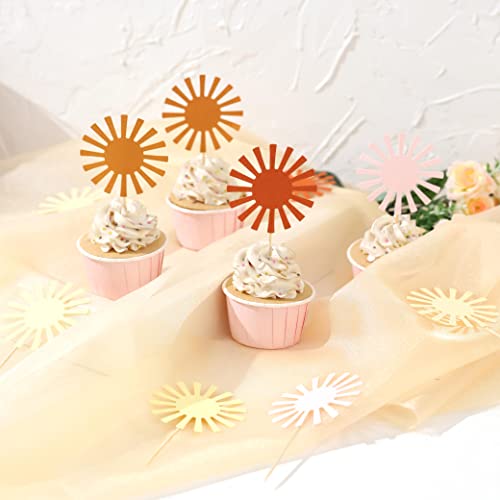Little Sun Cupcake Toppers - You Are My Sunshine First Birthday Decoration, 10 Pcs Baby Shower Cup Cake Decorations, Sunflower Themed One Birthday Party Cupcake Toppers, Prop Photo Prop Decoration #TOP4