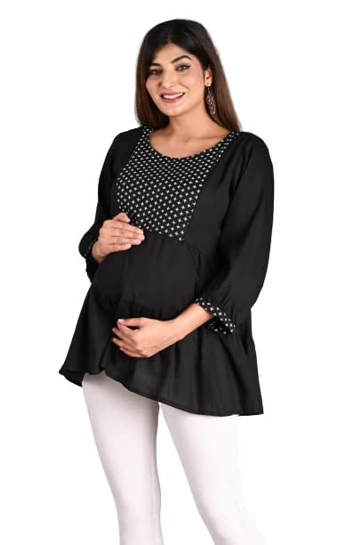 Women’s Maternity Feeding Top with Zip for Easy Nursing, Latest Stylish Short Kurti for Mothers