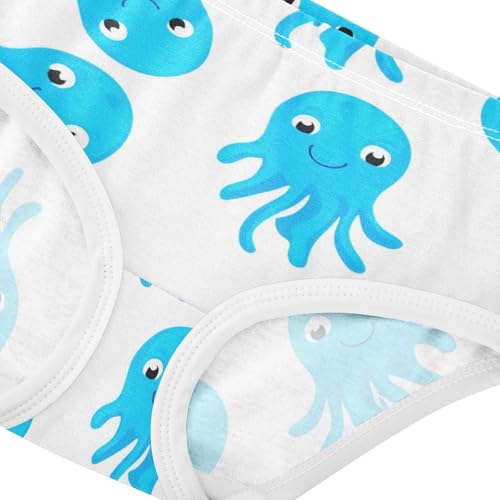 Cute Blue Octopuses Happy White Girls Underwear Toddlers 2t Cotton Panties for Girl Colorful Undies Kids Briefs4