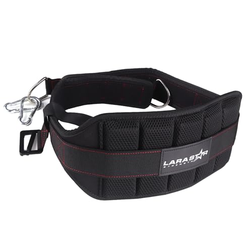 Belt for Belt Squat Dip Belt Weighted Pull Up Heavy Duty with Structured Back Support and Squat Machine Compatible (Black&Red)