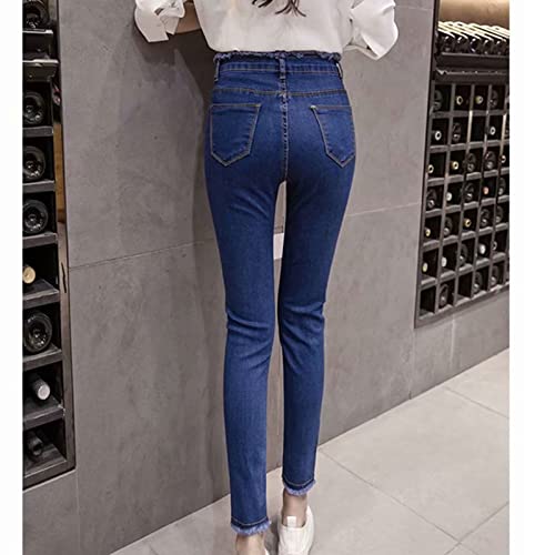 Maiyifu-GJ Women's High Waisted Destroyed Raw Hem Jeans Skinny Boyfriend Ankle Denim Pants Casual Slim Pencil Jean Trouser3