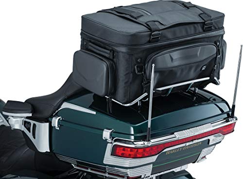 Kuryakyn 5251 XKursion XS Guardian Motorcycle Travel Luggage: Weather Resistant Seat Trunk Rack Bag with Bar Straps, Black
